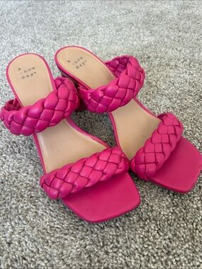 a new day Hot Pink Braided Double-Strap Slide Heels